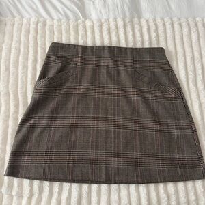 Express Super High Waisted Plaid Knit Mini Skirt